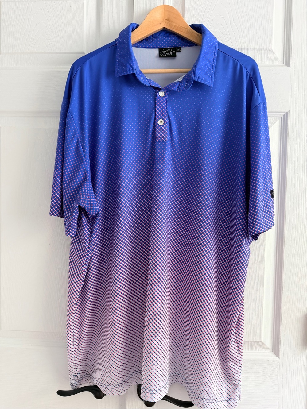 Sunday Swagger Golf Polo Men’s XXL Blue Pink Gradient Performance Stretch Shirt